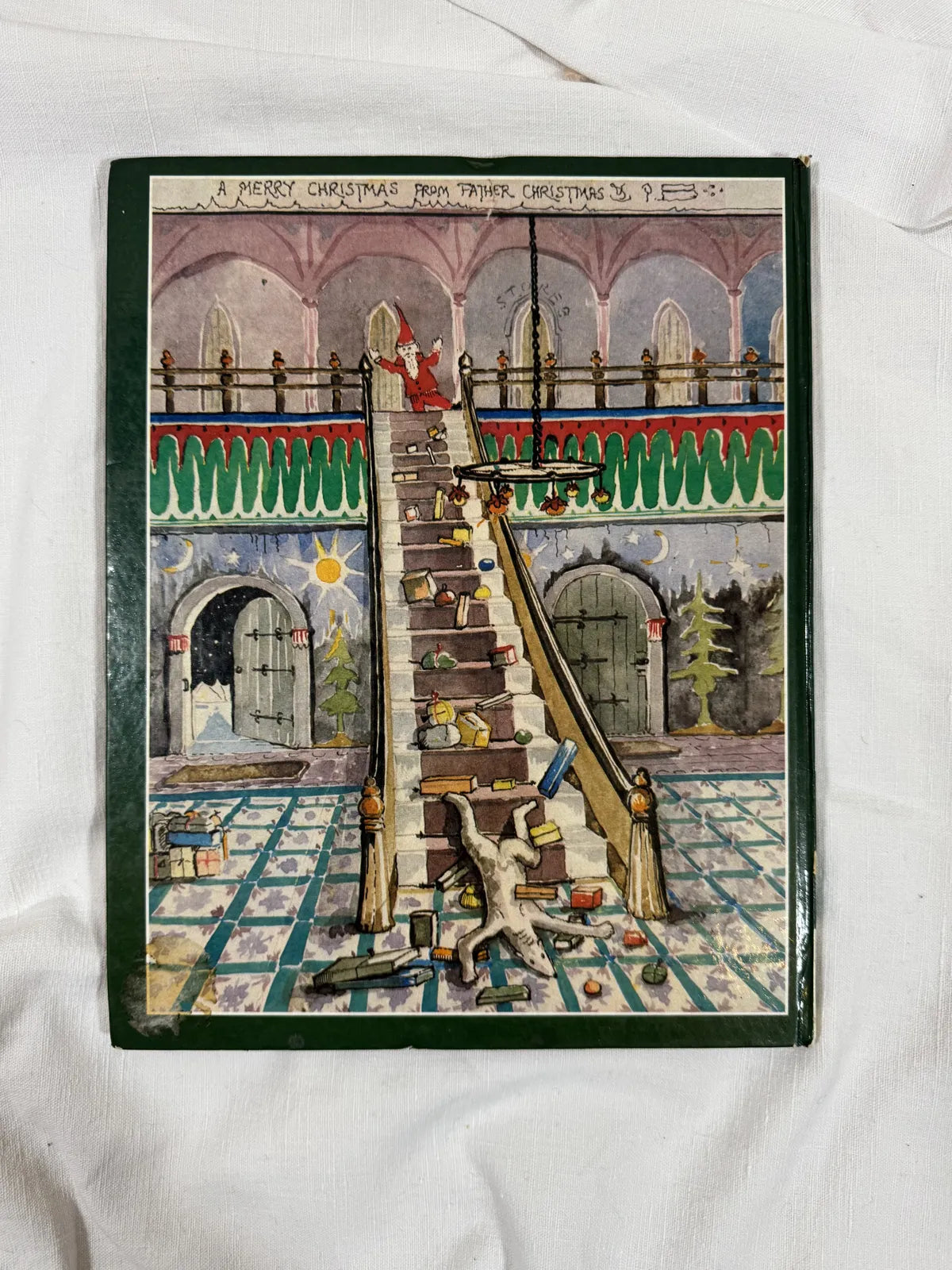 Green Hardcover with illustration Christmas Book on White background