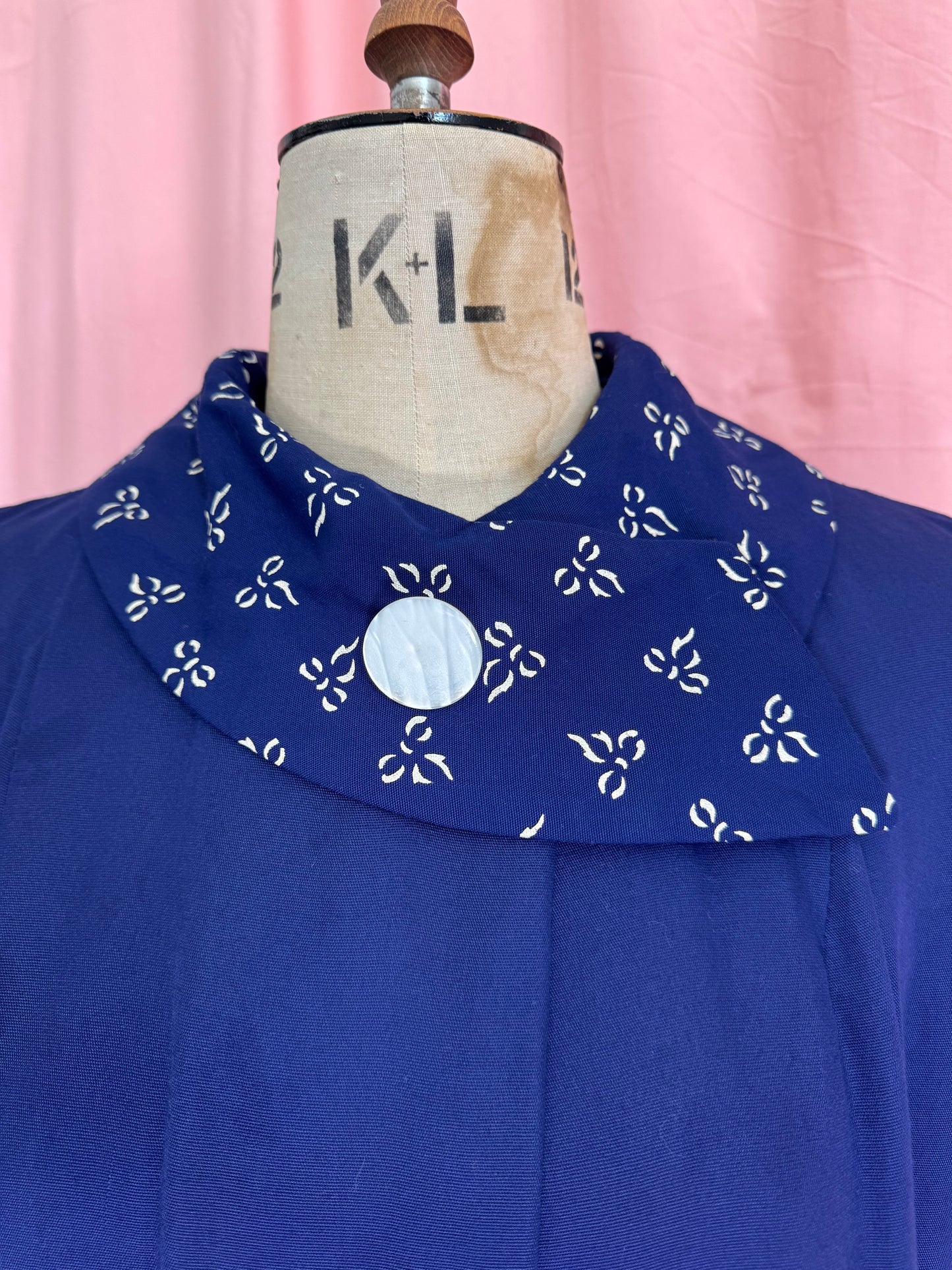 1940’s Rayon Gabardine Cobalt Blue Swing Coat
