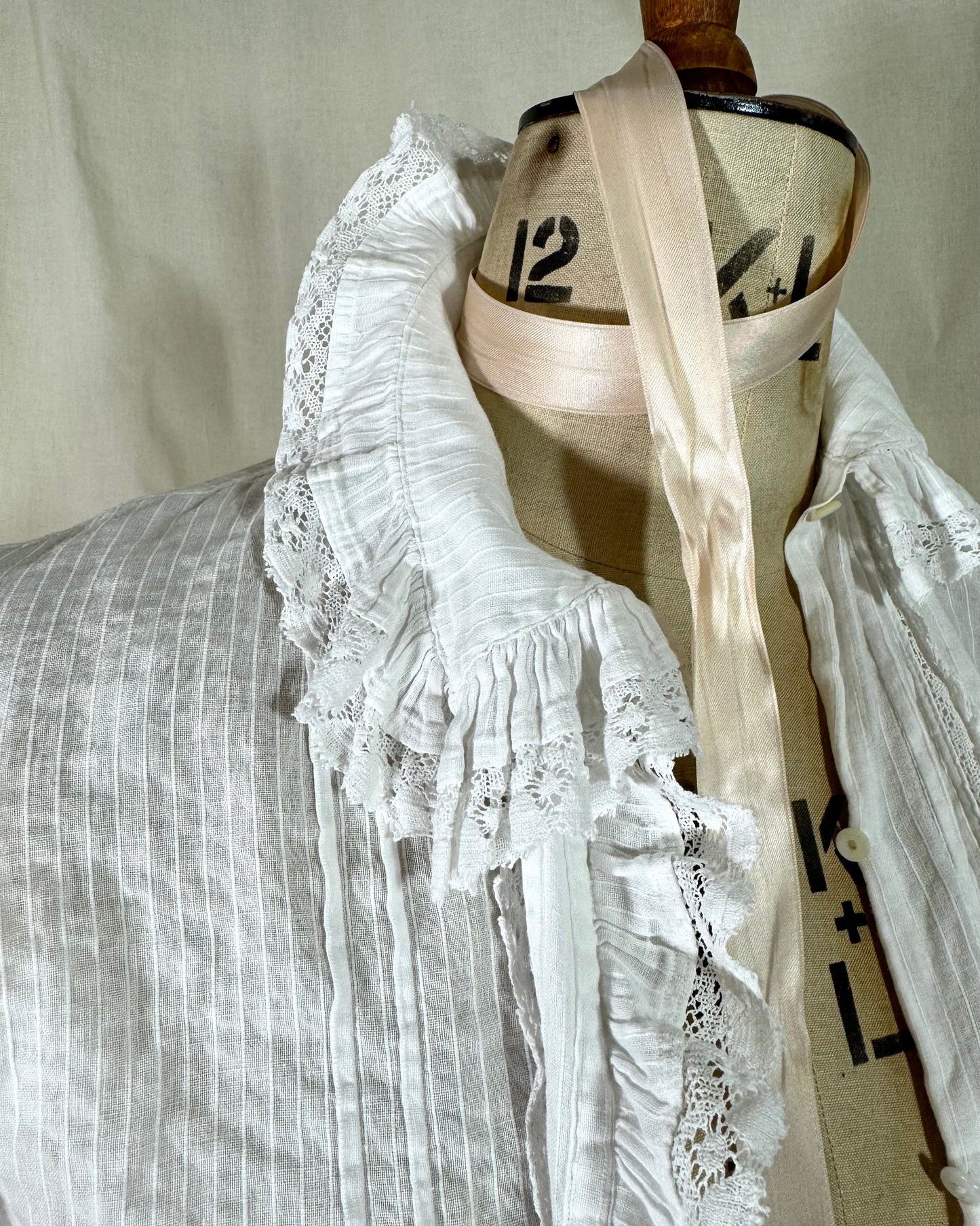 Antique mid 19th Century Victorian Lace and Cotton Blouse