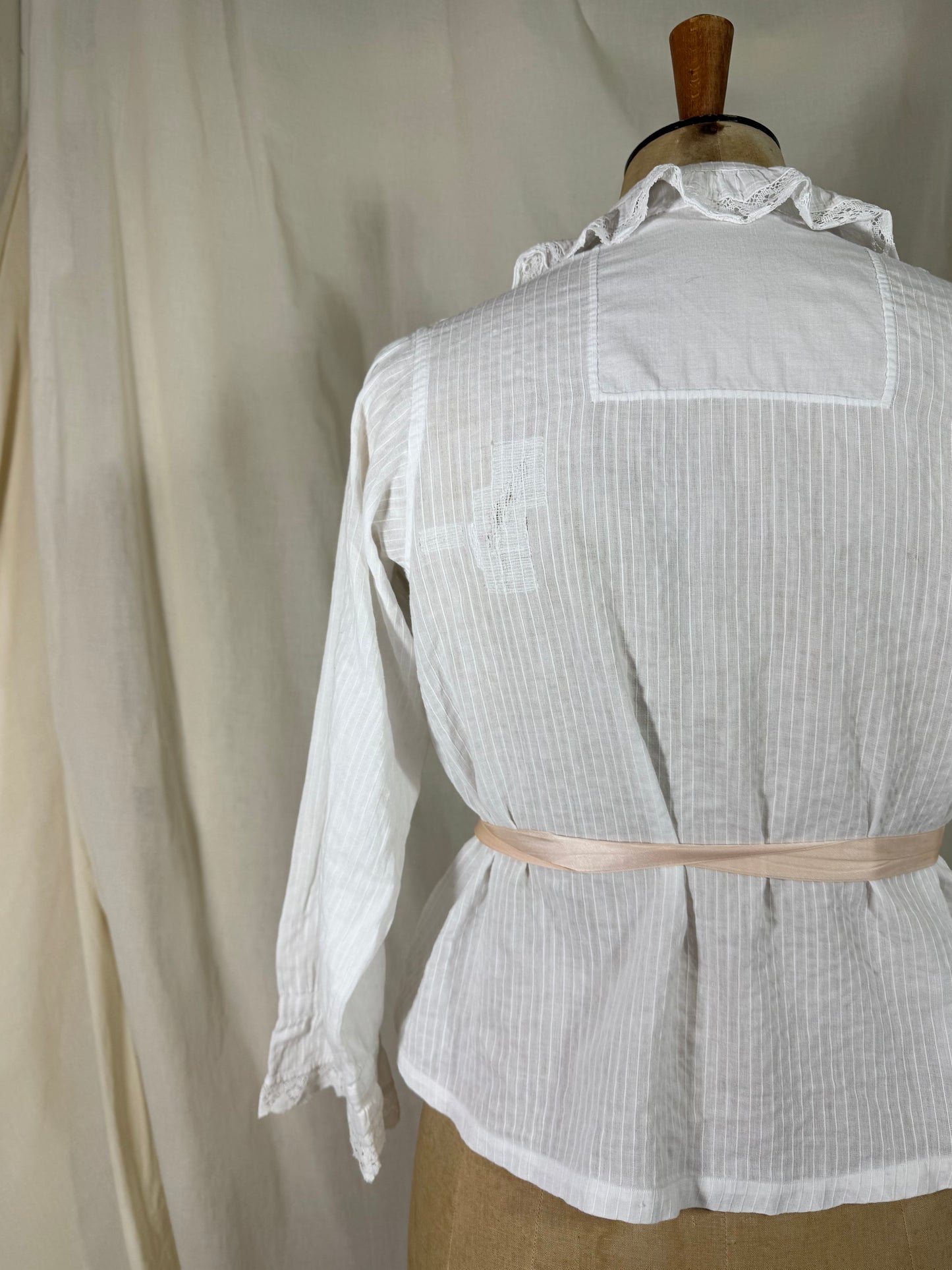 Antique mid 19th Century Victorian Lace and Cotton Blouse