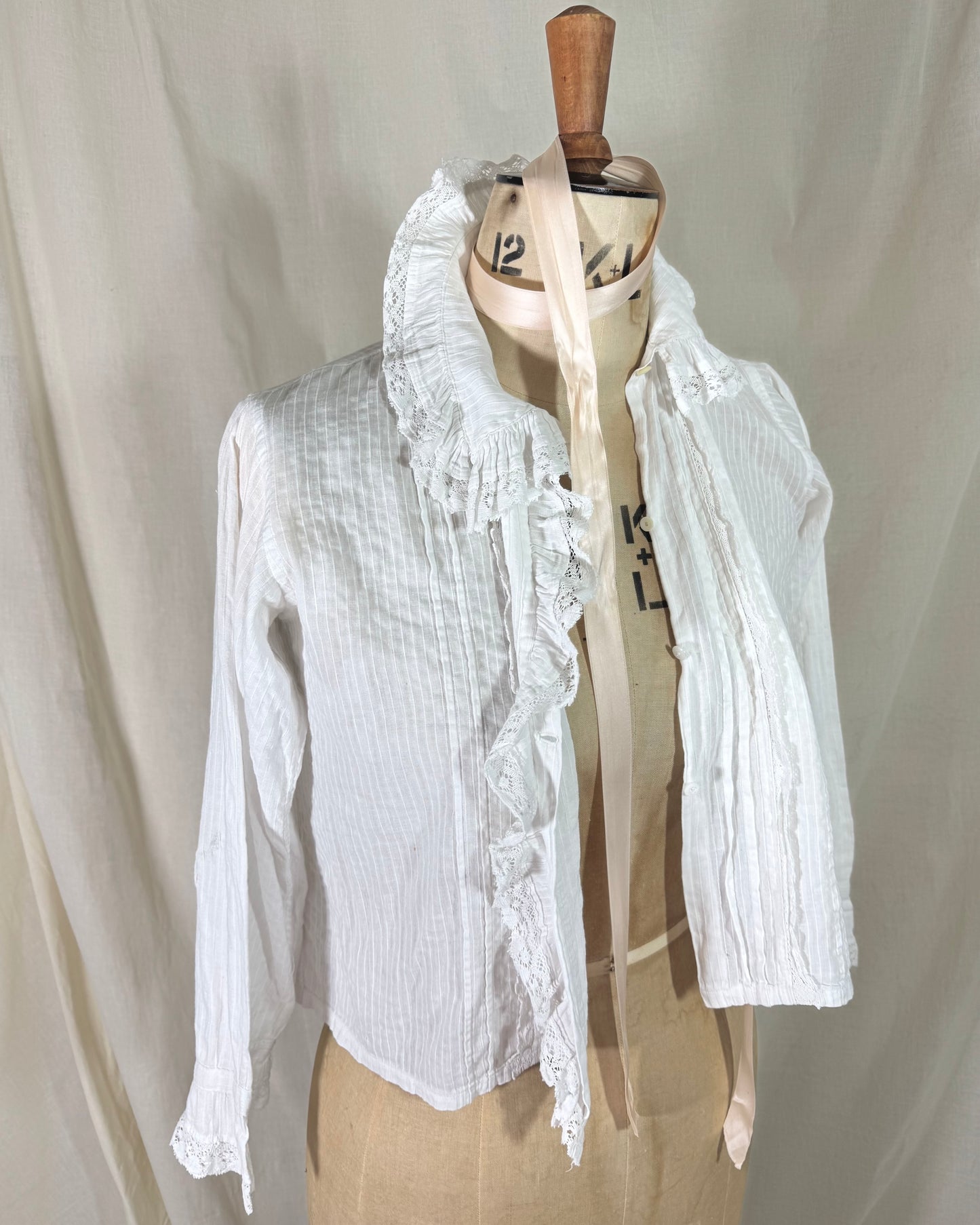 Antique mid 19th Century Victorian Lace and Cotton Blouse