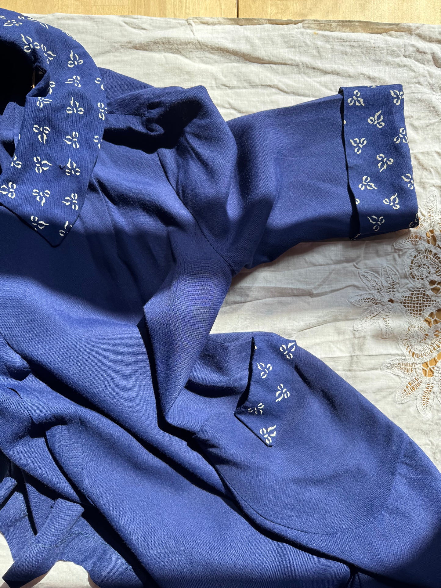 1940’s Rayon Gabardine Cobalt Blue Swing Coat