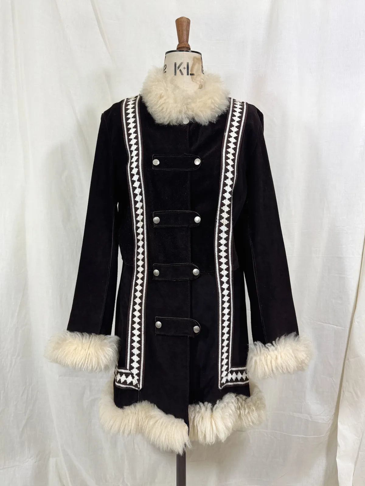 Vintage 1960’s Afghan chocolate brown suede coat