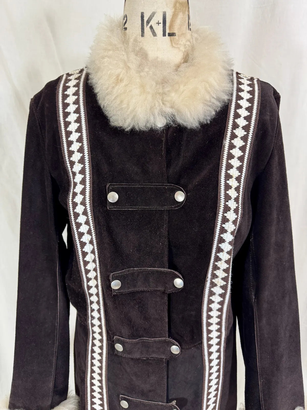 Vintage 1960’s Afghan chocolate brown suede coat