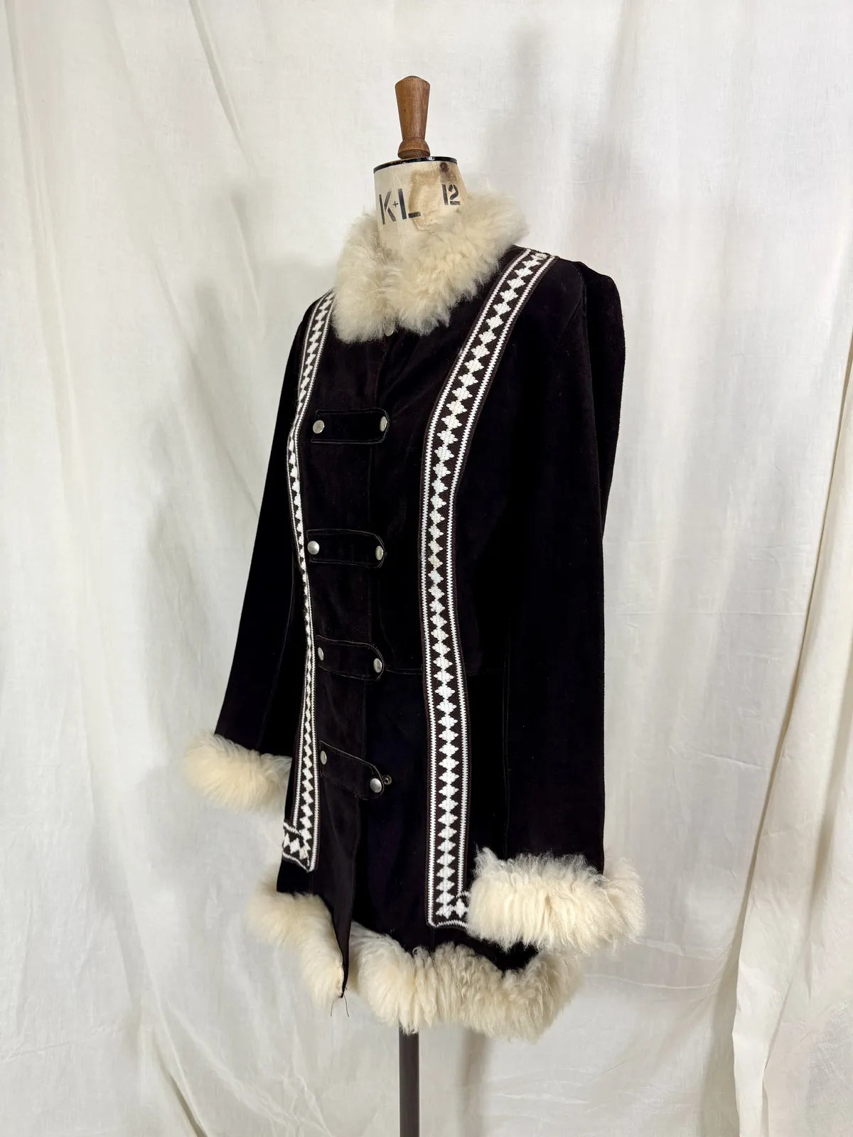 Vintage 1960’s Afghan chocolate brown suede coat