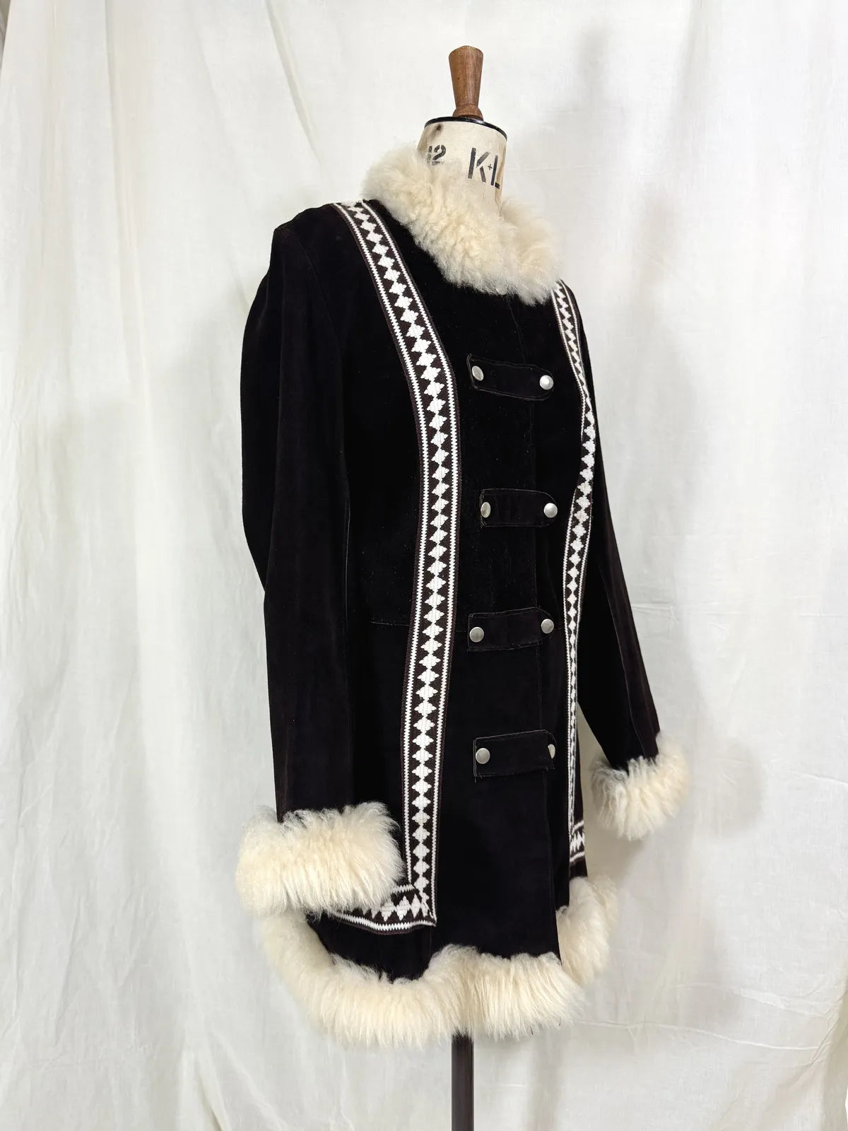 Vintage 1960’s Afghan chocolate brown suede coat