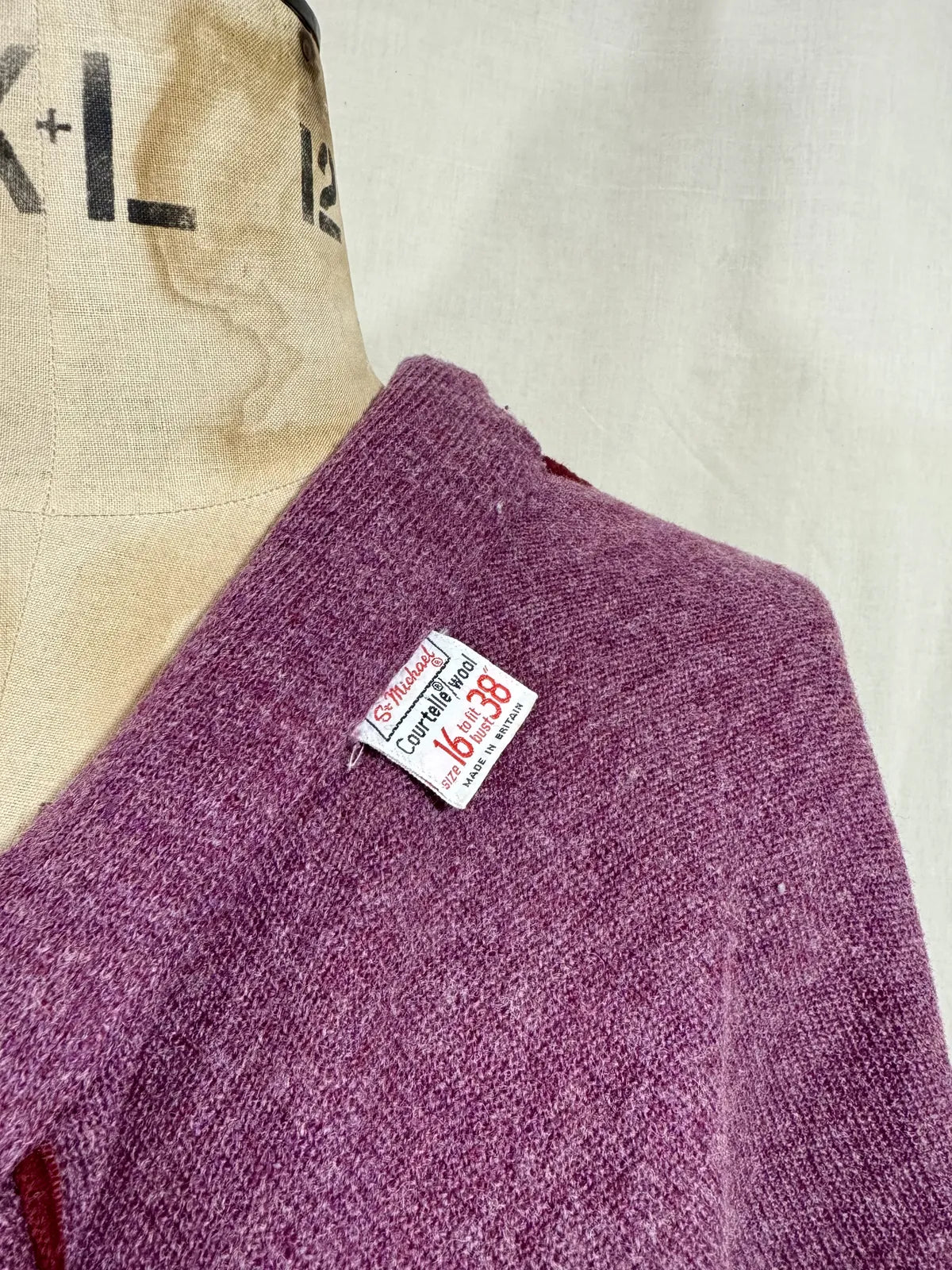 Vintage 1960's Dog Ear Wool Purple Cardigan