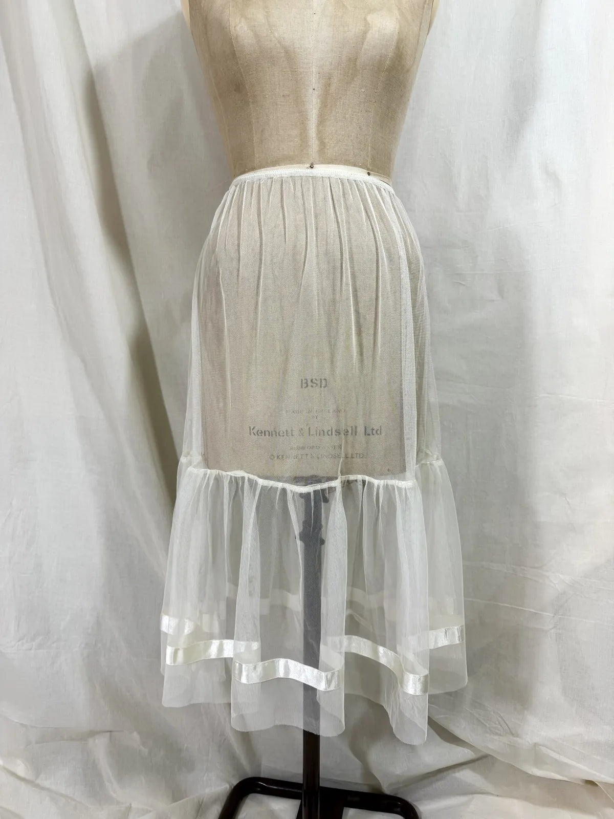 long white cotton tulle petticoat against a white background